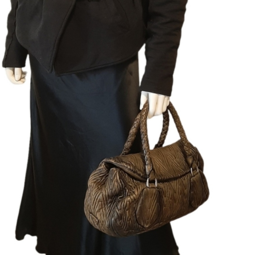 Prada Brown Braided Leather Satchel